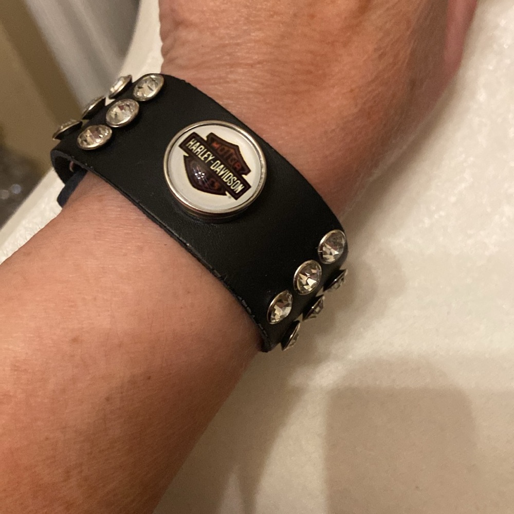 Harley Leather Bling Bracelet